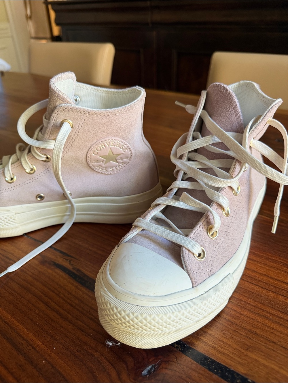 Converse Pink High-Top Platform Sneakers with Cream Soles